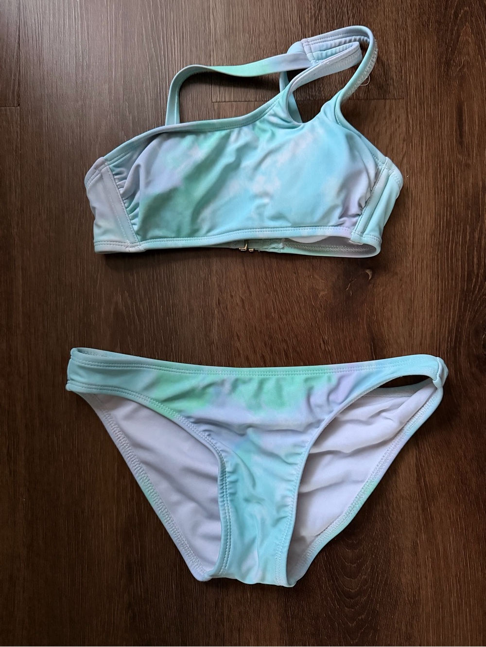 Xhilaration Girls' Pastel Tie-Dye Bikini - Light Blue & Seafoam Green